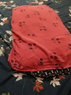 Red Floral Patterned Pillow Cover
